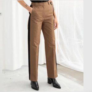 & Other Stories Brown Tailored Racer Stripe Trousers